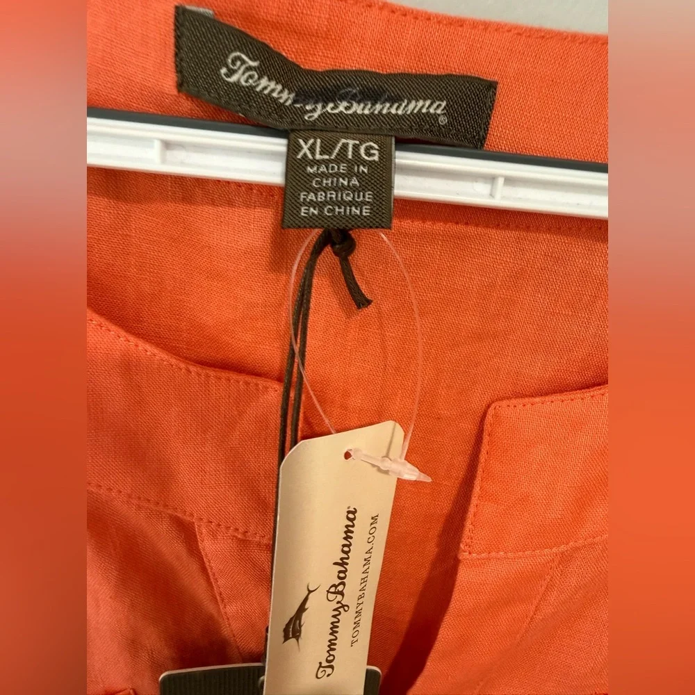 Tommy Bahama Coral Pocketed linen shirt dress size XL - Picture 3 of 11